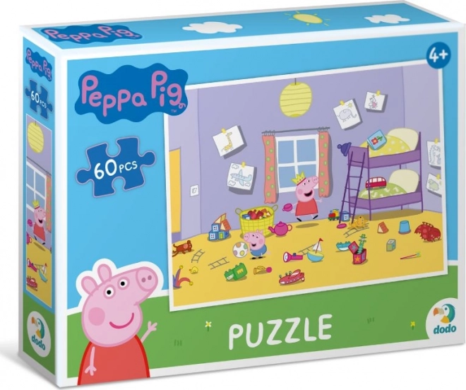 Puzzle Peppa Pig – joacă în căsuța din cameră, 60 piese