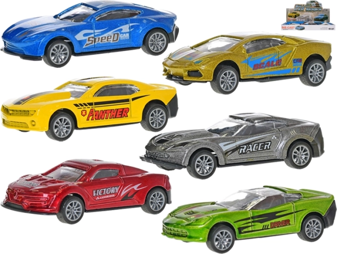 Mașinuță sport metalică cu mecanism de întoarcere 8 cm