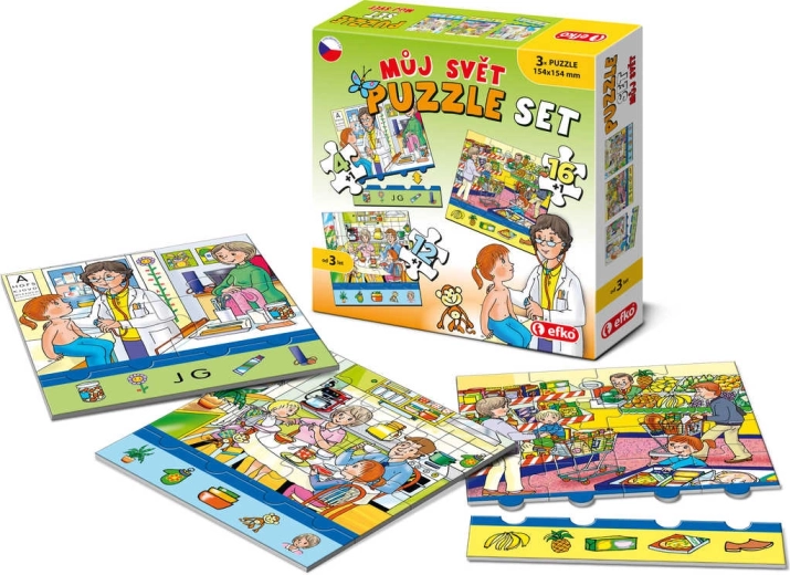Efko puzzle Lumea mea 3 în 1 (4, 12 și 16 piese)