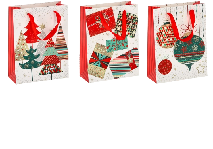 Pungă cadou de Crăciun 18 × 24 × 8 cm, set 12 buc.