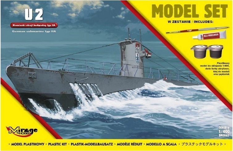Model de submarin U-Boot tip IIA U2 la scară 1:400 – kit de construcție