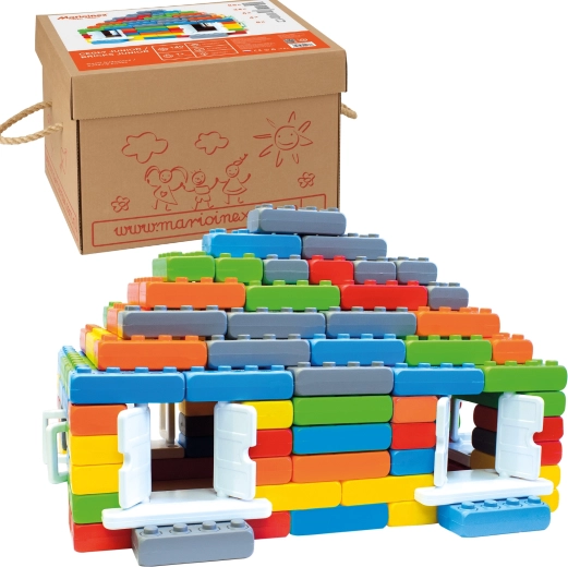 Set de construcție Junior 140 piese cu ferestre și uși MARIOINEX