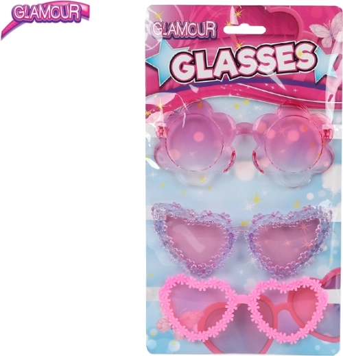 Glamour ochelari roz pentru copii – set de 3 bucăți
