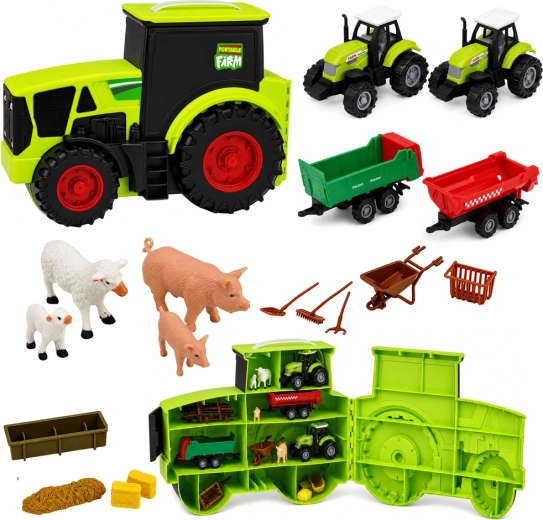 Set fermă în tractor – fermă portabilă cu 28 de piese