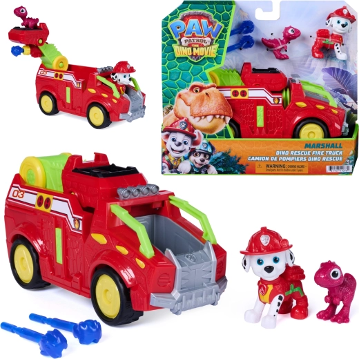 Spin Master Paw Patrol film Dino Rescue – autospecială de pompieri Marshall 20 cm cu figurine și proiectile