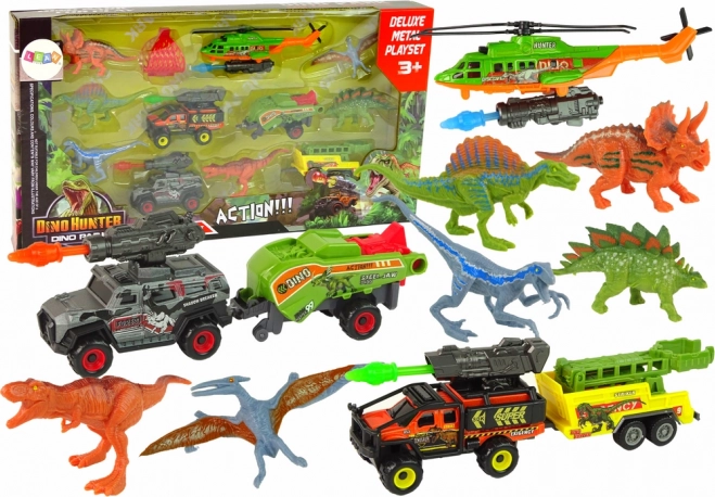 Set de vehicule și dinozauri pentru copii