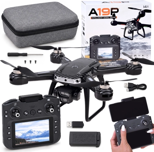 Dron RC A19P cu cameră HD, telecomandă cu ecran și evitare a obstacolelor