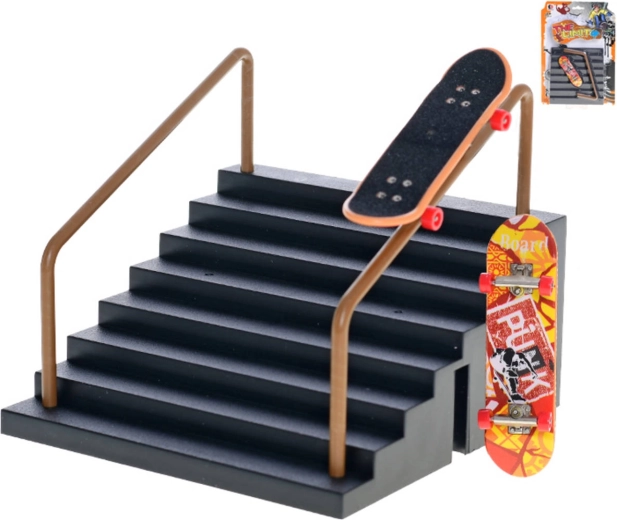 Skateboard pentru degete (fingerboard) – set de joacă cu rampă tip scară