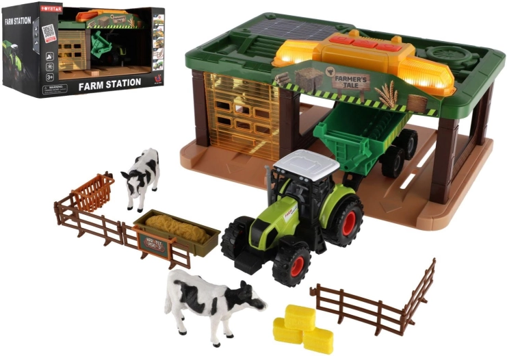Fermă cu tractor, garaj și accesorii