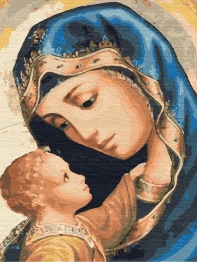 Norimpex Pictură pe numere Fecioara Maria cu Iisus 40 × 50 cm