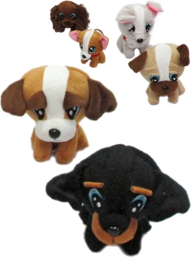 Cățeluș de pluș auriu cu ochi mari 20 cm (6 variante) - 1 buc