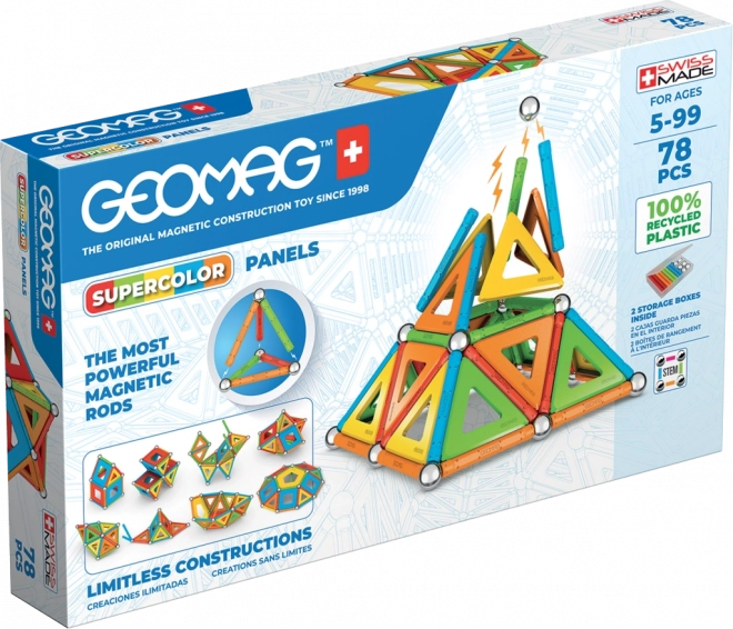 Geomag Supercolor Panels seturi magnetice reciclate 78 piese