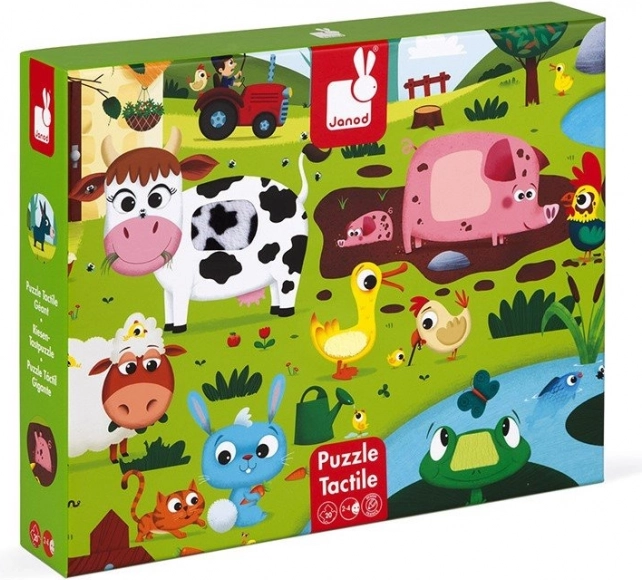 JANOD Puzzle tactile Animale de la fermă 20 piese