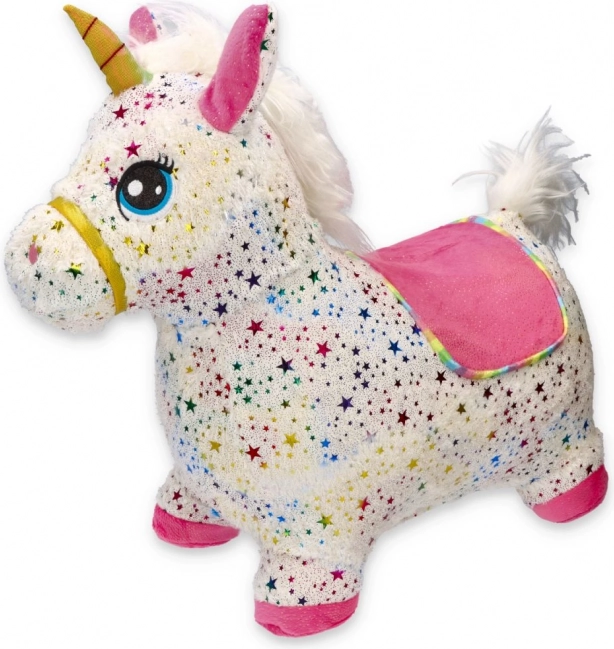 Unicorn gonflabil săltăreț cu husă din pluș