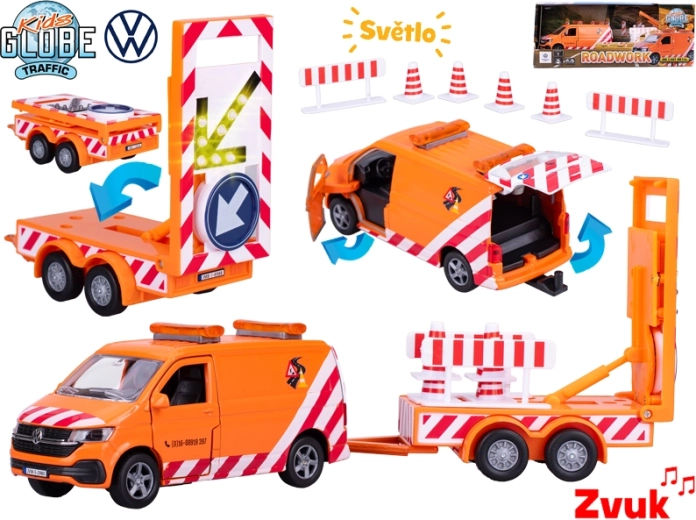Kids Globe Traffic VW Transporter – model metalic cu lumini și sunete