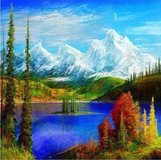 Pictură cu diamante Lac montan 30 × 40 cm