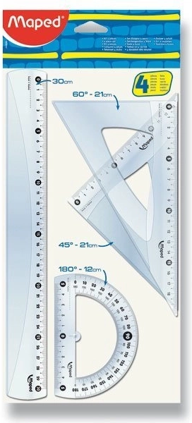 Set de rigle Maped Classic, transparent, 4 piese