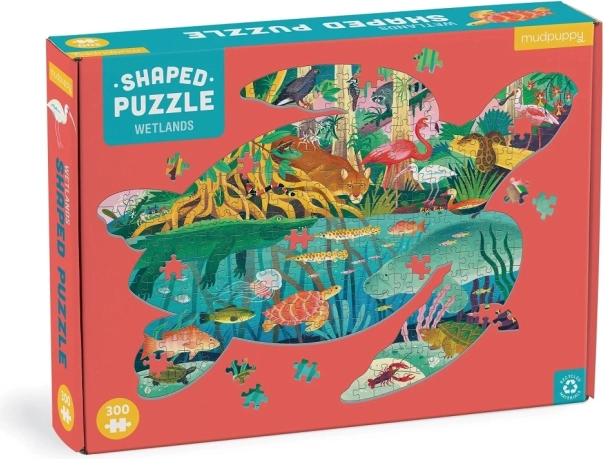 Puzzle în formă de țestoasă – zone umede, 300 de piese – Mudpuppy