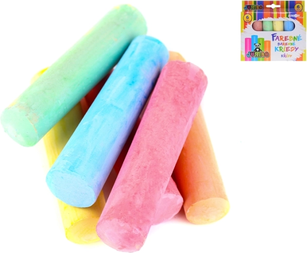 Crete colorate jumbo pentru copii 10 cm (set 6 buc)