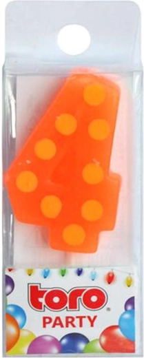 Lumânare pentru tort, cifra 4, TORO