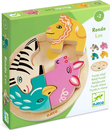 Puzzle din lemn cu piese de încastrat Rondo Leo de la DJECO