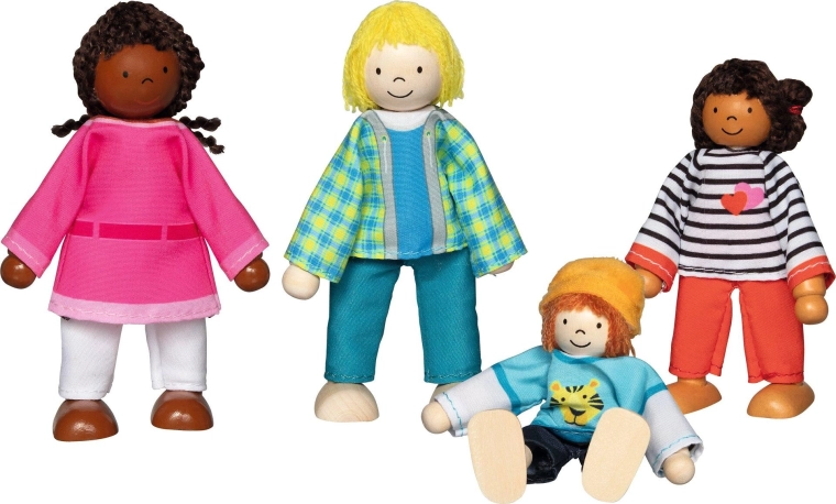 Goki figurine flexibile din lemn – familie interculturală