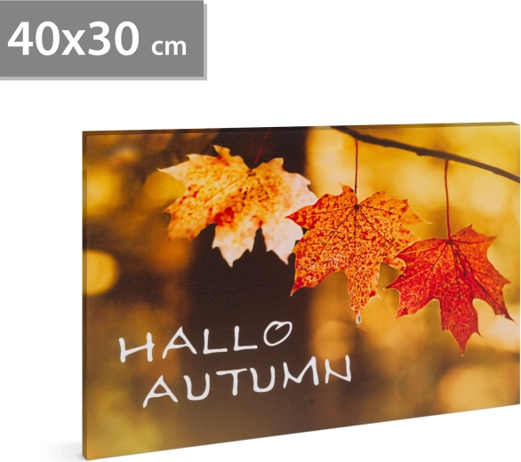 Tablou LED Hello autumn 40 × 30 cm