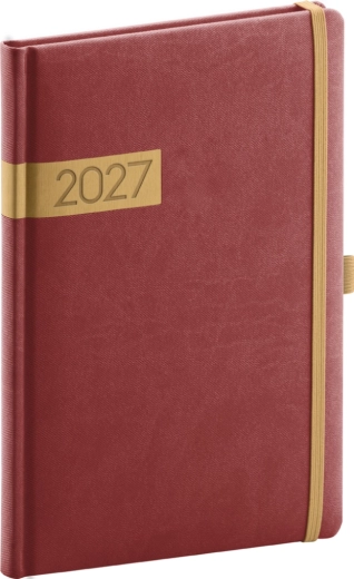 Agenda săptămânală Notique Twill 2027 bordo-aurie 15 × 21 cm
