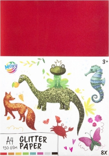 Hârtie colorată cu sclipici A4, 8 coli