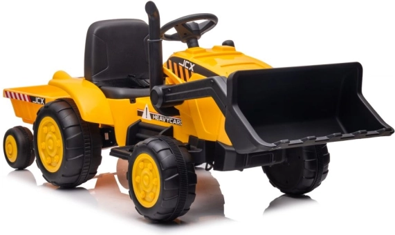 Tractor electric pentru copii cu remorcă, galben