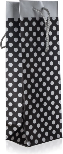 Pungă cadou pentru sticlă cu puncte argintii 12 × 35 × 9 cm