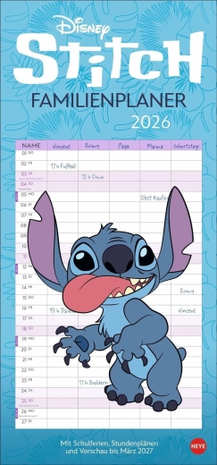 Calendar de planificare familială Disney Stitch 2026 - 1 bucată