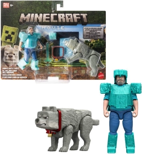 Figurine Minecraft Steve și lup – set 2 buc.