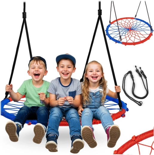 Leagăn suspendat tip cuib Swingo 95 cm albastru-roșu Neo-Sport