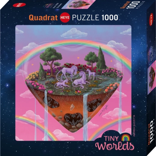 Puzzle pătrat Heye Tiny Worlds: Unicorni, 1000 de piese