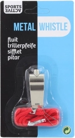 Fluier sport metalic cu șnur