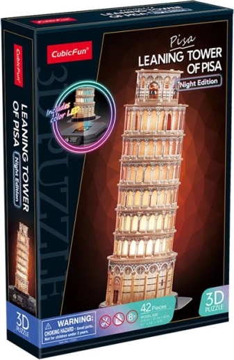 Puzzle 3D LED Ediția de Noapte: Turnul Înclinat din Pisa