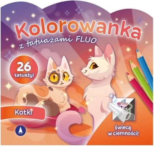 Caiet de colorat FLUO cu tatuaje – Pisicuțe