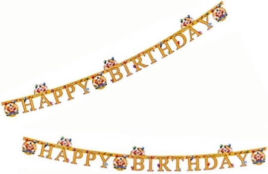 Ghirlandă Happy Birthday clovn cu baloane 165 cm