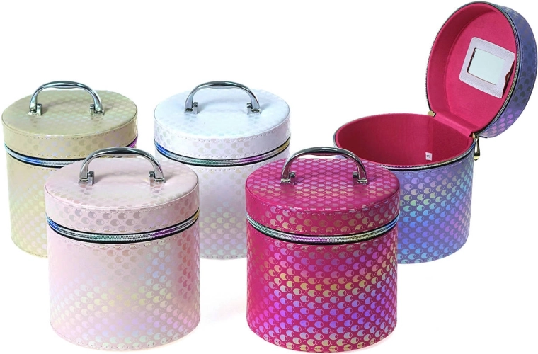 ADAR geantă cosmetică pentru copii cu oglindă, cu fermoar, mărimea M, luciu metalic - 1 bucată