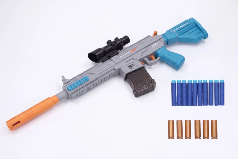 Pușcă Pioneer M416 cu cartușe din spumă și cartușe-tip manșon
