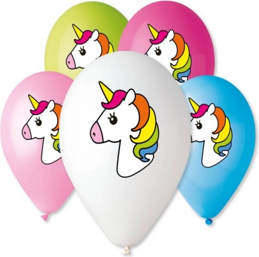 Balon din latex gonflabil Gemar cu imprimeu unicorn 32 cm, culori pastel - 1 bucată