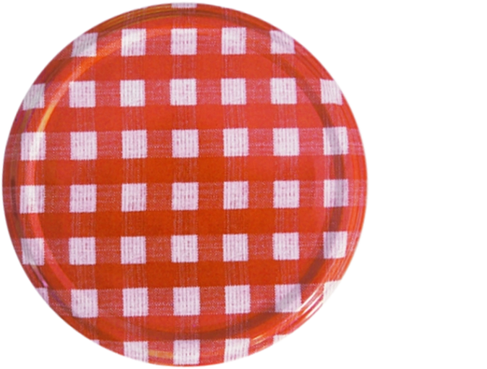 Capac pentru borcane de conservare 66 mm cu inimioare – carouri roșu-alb