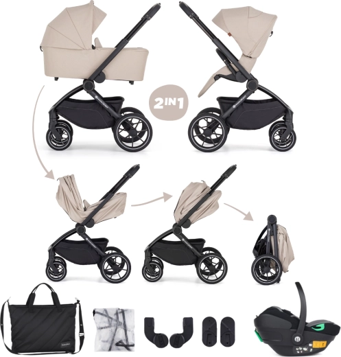 Cărucior combinat Petite&Mars Scout 3în1 soft mousse cu scoică auto Core Pro i-Size