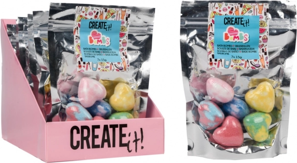 Bombe efervescente de baie în formă de inimă, 7 bucăți