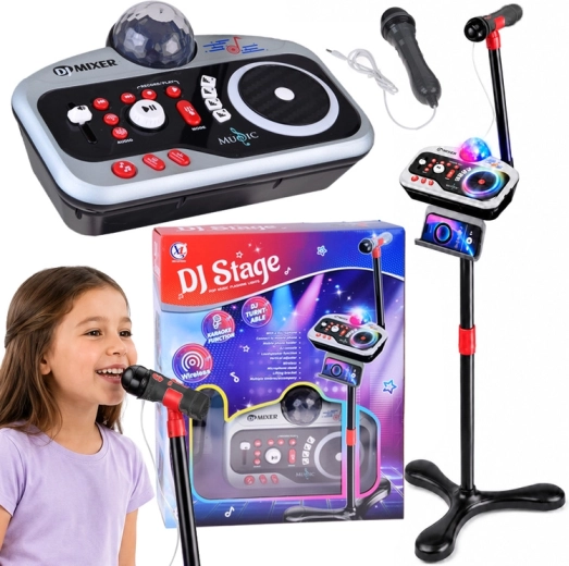 Consolă DJ pentru copii DJ Stage cu microfon karaoke, Bluetooth și glob disco