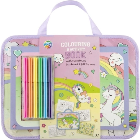 CCG caiet de colorat cu activități și autocolante într-o trusă de călătorie (6 markere)