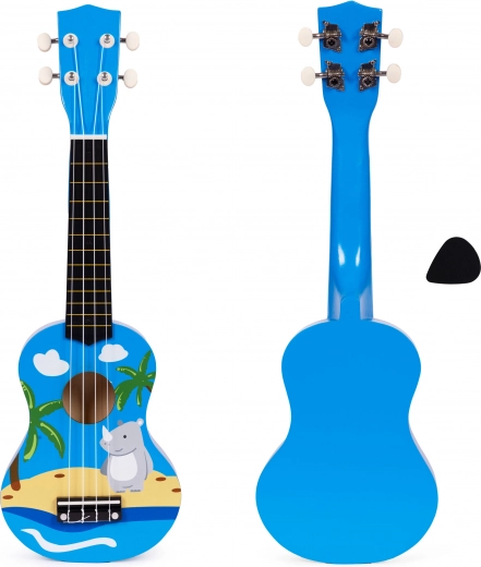 Ukulele pentru copii din lemn cu 4 corzi din nailon și pană ECOTOYS