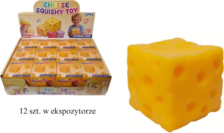 Minge antistres de strâns în formă de brânză (cub 6 × 6 × 6 cm)