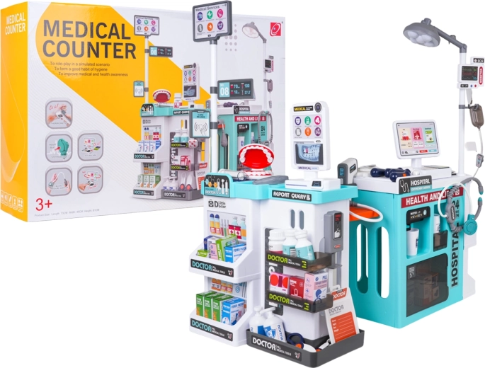 Centru medical pentru copii, albastru, 77 de piese
